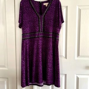 Michael Kors dress, printed purple and black, size 1X. New